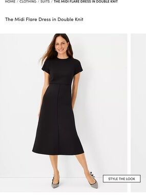 NWT Ann Taylor The Midi Flare Dress in Double Knit - Black